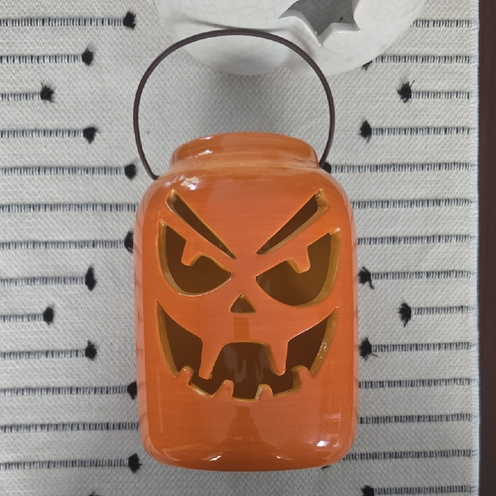 Orange Jack-O'-Lantern Candle Holder